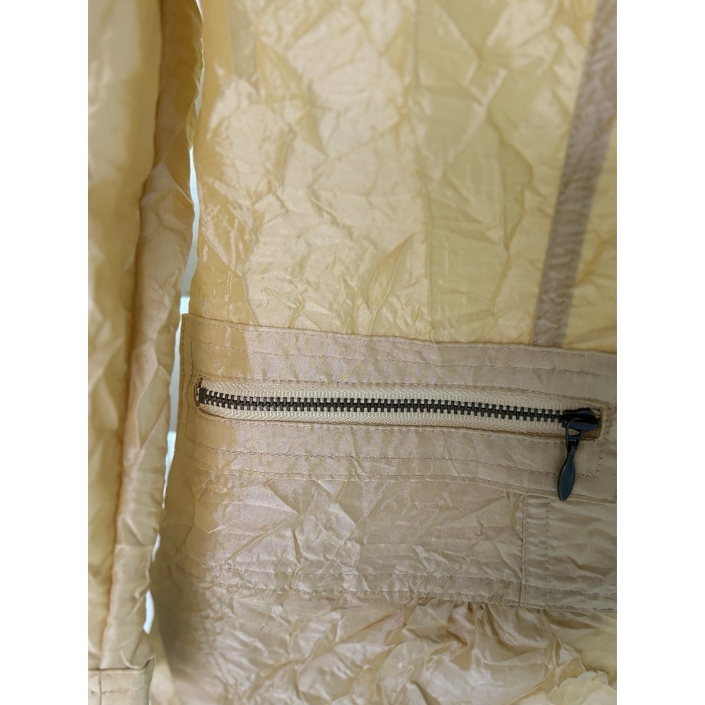 Chico's Women's Size 4 Crinkle Gold Yellow Sheen Shaya Jacket Size 0 Pockets - Picture 5 of 7